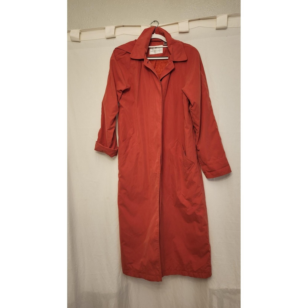 Saks Fifth Avenue Coat Womens 6P Red Water Resistant Long Trench‎ Jacket